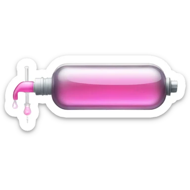 syringe with pink solution sticker