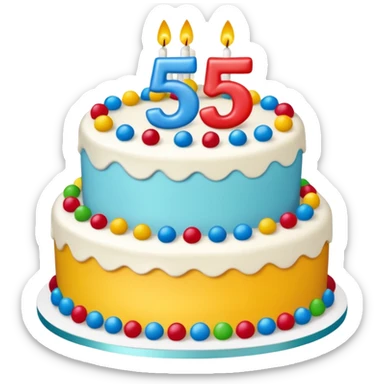 55 years old birthday with digital and without human sticker