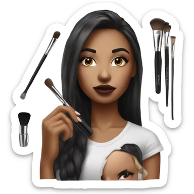 Hyper Realistic beautiful girl doing make up sticker