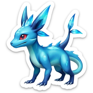 Colorful Iridescent Exotic Salandit-Aurorus-Glaceon-Fakémon-hybrid-creature (full body)  sticker