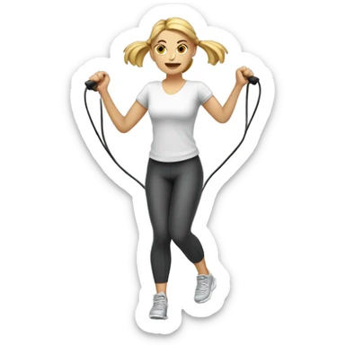 white gym junkie female using a skipping rope over her head sticker