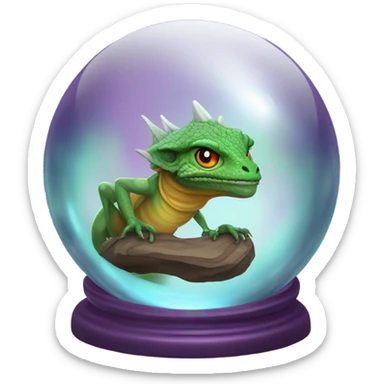 wizard lizard looking in a crystal ball sticker