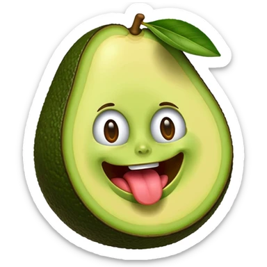 avocado with its tongue sticking out sticker