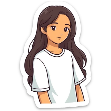 Tan dark hair girl with long hair sticker