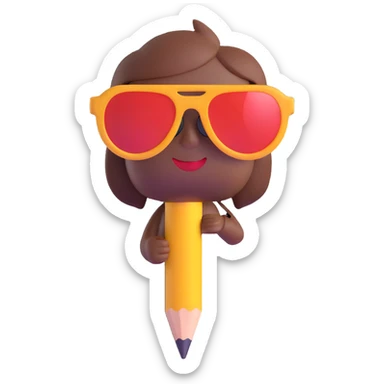 A big pencil with a kitten in sunglasses sticker