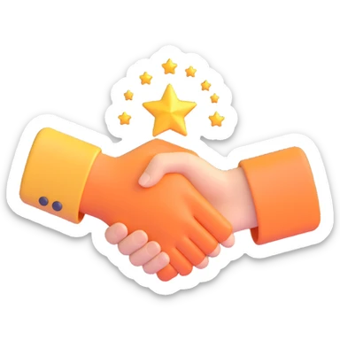 handshake with sparkles, symbolizing a successful client meeting and gratitude sticker