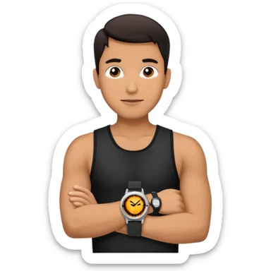 man wearing a black strap watch sticker