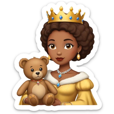 African American queen sleeping with teddy bear sticker