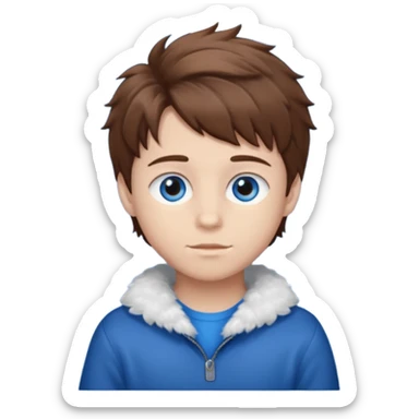 Fluffy brown hair whit blue eyes boy sticker