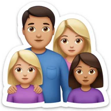 Familia de 4 personas : Hombre gordito,pelo oscuro, Mujer pelo cafe, hija 1 pelo mono , hija 2 pelo oscuro. sticker