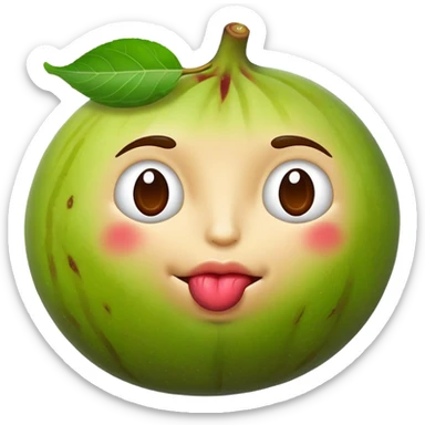 An emoji face kissing a fig fruit  sticker