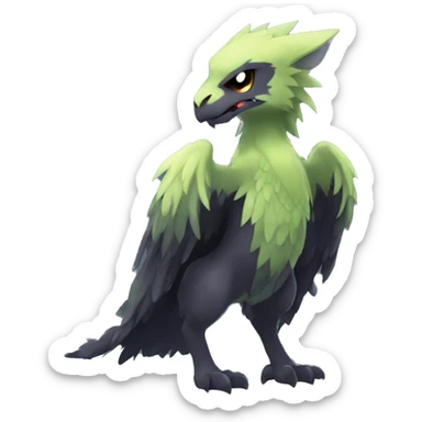 Cute cool shiny fantasy dark-shadow-themed animal hybrid Fakemon full body sticker