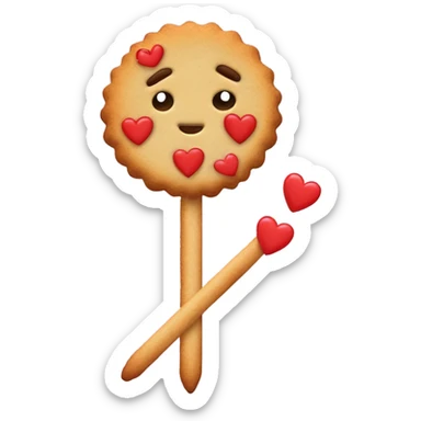 Crea un emoji de una galleta que está disfrazada de san Valentín  sticker