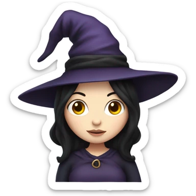 Pregnant witch with black hair and white skin sticker