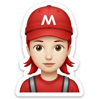 Red cap on a person that says M.A.G.A. on the hat sticker