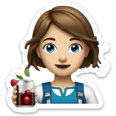 Drinking dr pepper cherry flavoured Brown hair girl blue eyes sticker