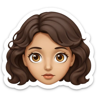 woman face with big eyes, medium skin tone, and dark wavy hair sticker