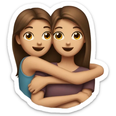 two brown hair girls hug sticker