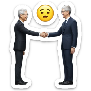 tim cook shakes hands with yoon suk yeol  sticker