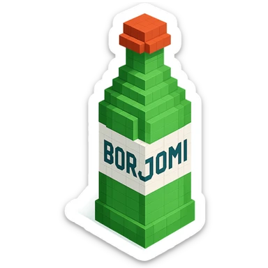 Borjomi bottle with a classic green label sticker