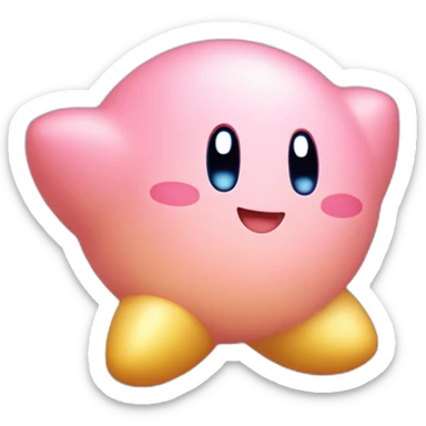 cute happy classic Kirby jumping on a star sticker