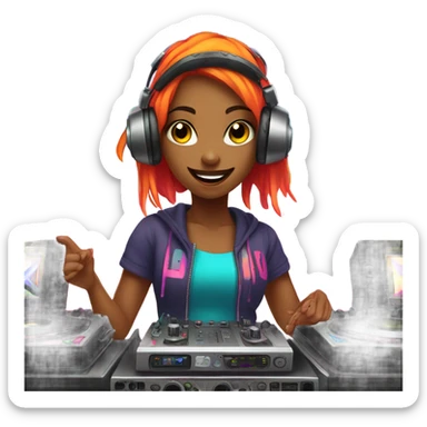 rave girl dj sticker
