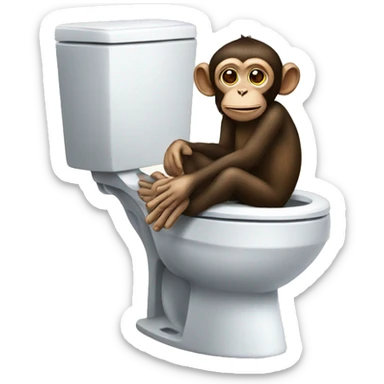 monkey on toilet  sticker