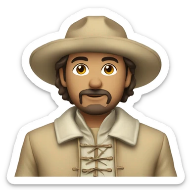 Three Musketeers man beige jacket sticker