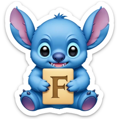 Stitch with the alphabet f sticker