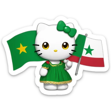 Hello kitty with an Algerian flag sticker