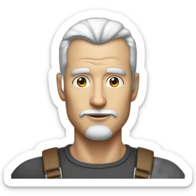 hireless man with shiny head batman without beard and mustace whith white sticker