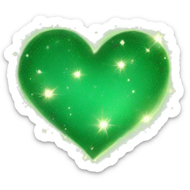 sage green heart with sparkles sticker