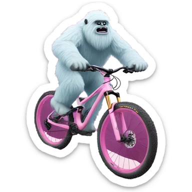 Yeti on a pink downhill mountain bike sticker