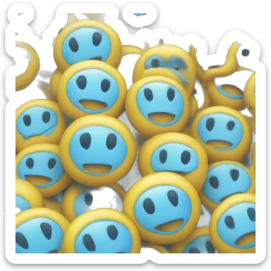 Smiley with light blue hearts intead of eyes sticker