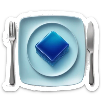 square blue jelly slab on plate sticker