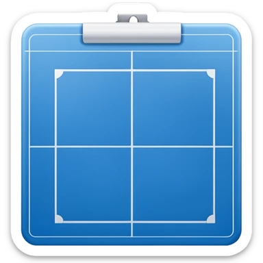 Clean white icon of a blank blueprint or empty document with light outlines, minimalist vector style, transparent background. sticker