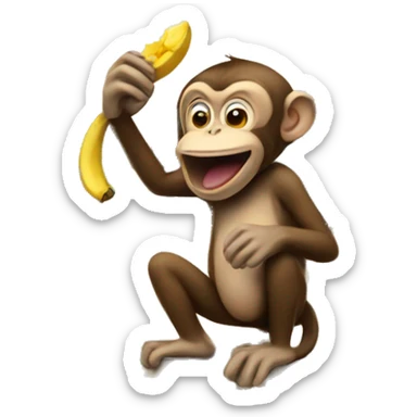 monkey eating banana on a house sticker