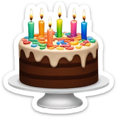 Chocolate cake with rainbow candles sticker