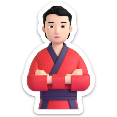 black haired handsome Chinese man sticker