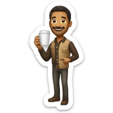 a-painter-with-wallpaper-in-his-right-hand-and-a-coffee-in-his-left-hand sticker