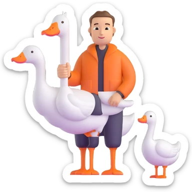 man with goose sticker