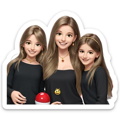 smiling girls with jewelry sticker