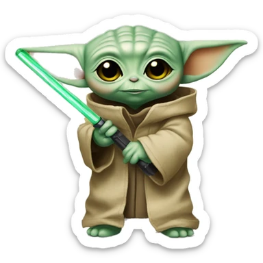 Baby Yoda is holding yellow screwdriver sticker