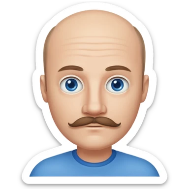 White man mustache balding sticker