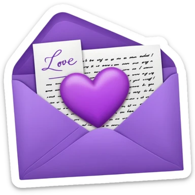 IOS's love letter emoji but with a purple heart instead of a red heart sticker