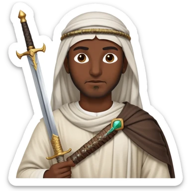 ancient Arab man with a sword on his shoulder sticker