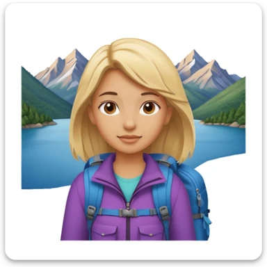 girl backpacking, travelling mountains background sticker