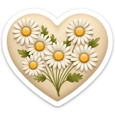 сердечко из ромашек beige sticker