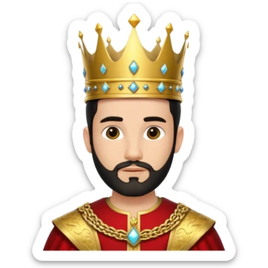 Bearded King, young king with short black beard, wearing crown
 sticker