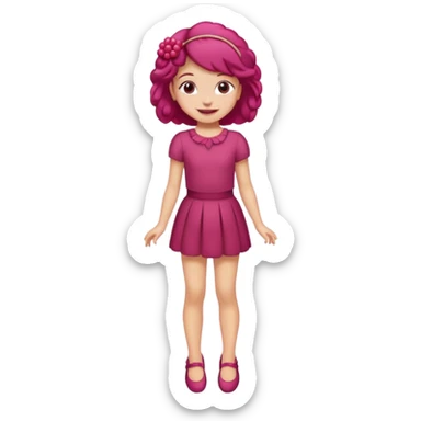 Raspberry torte human girl full body and legs with a raspberry barrette on her hair without a cake sticker